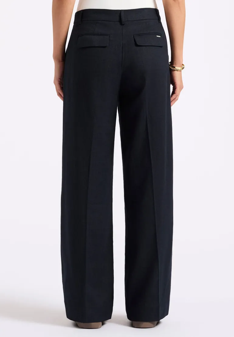 Adelina Women's Linen Blend Wide-Leg Pants, Black - WB0026P