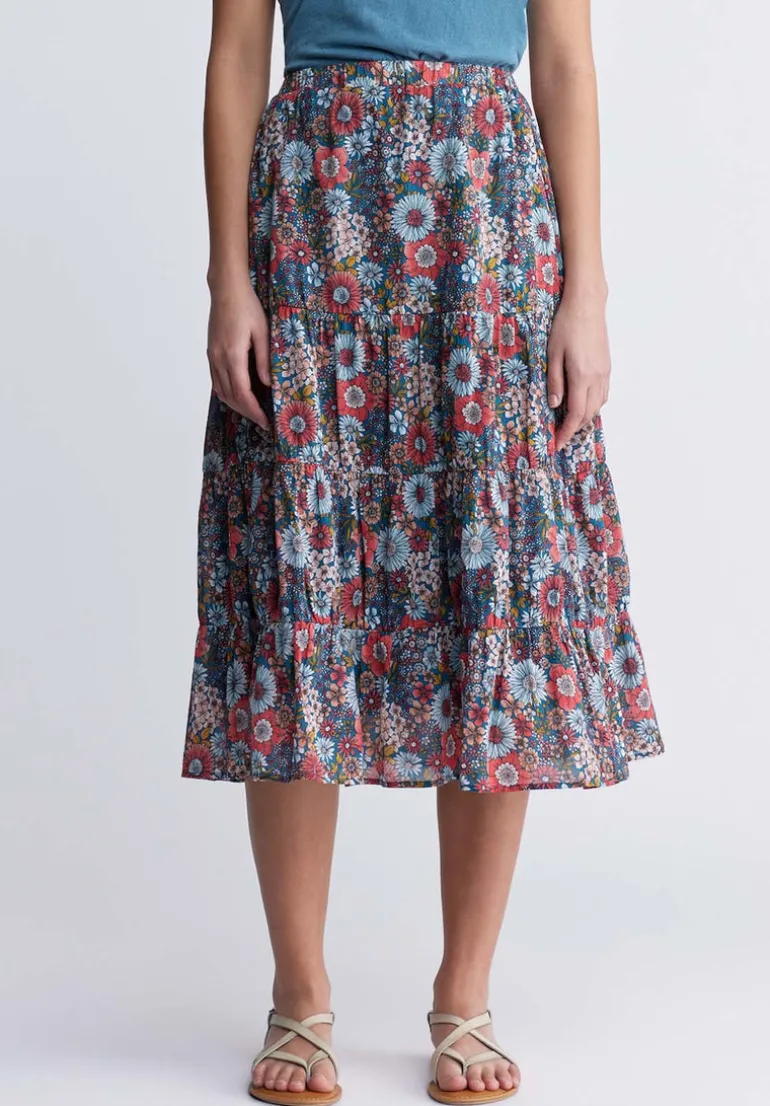 Aletta Women’s Floral Print Long Skirt, Spring Meadow - WS0006P