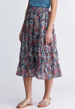 Aletta Women’s Floral Print Long Skirt, Spring Meadow - WS0006P