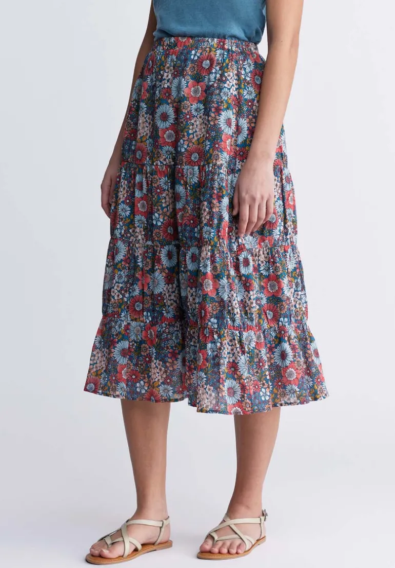 Aletta Women’s Floral Print Long Skirt, Spring Meadow - WS0006P