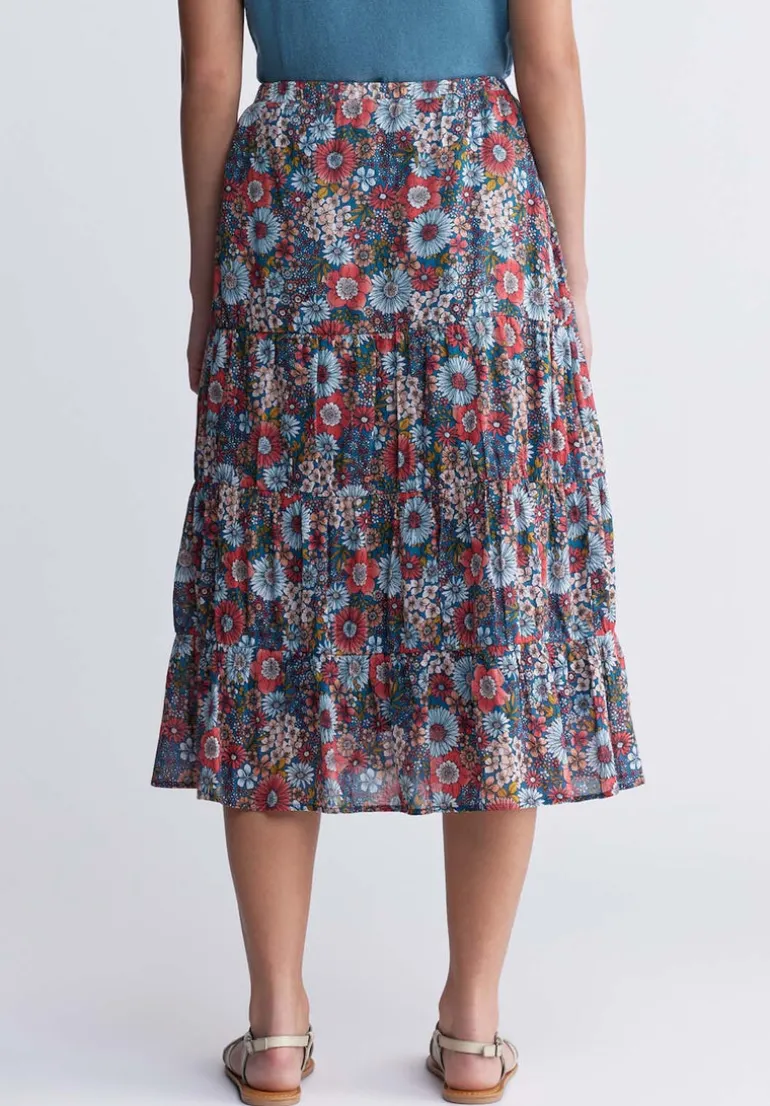 Aletta Women’s Floral Print Long Skirt, Spring Meadow - WS0006P