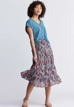 Aletta Women’s Floral Print Long Skirt, Spring Meadow - WS0006P