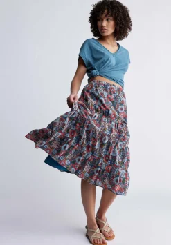 Aletta Women’s Floral Print Long Skirt, Spring Meadow - WS0006P