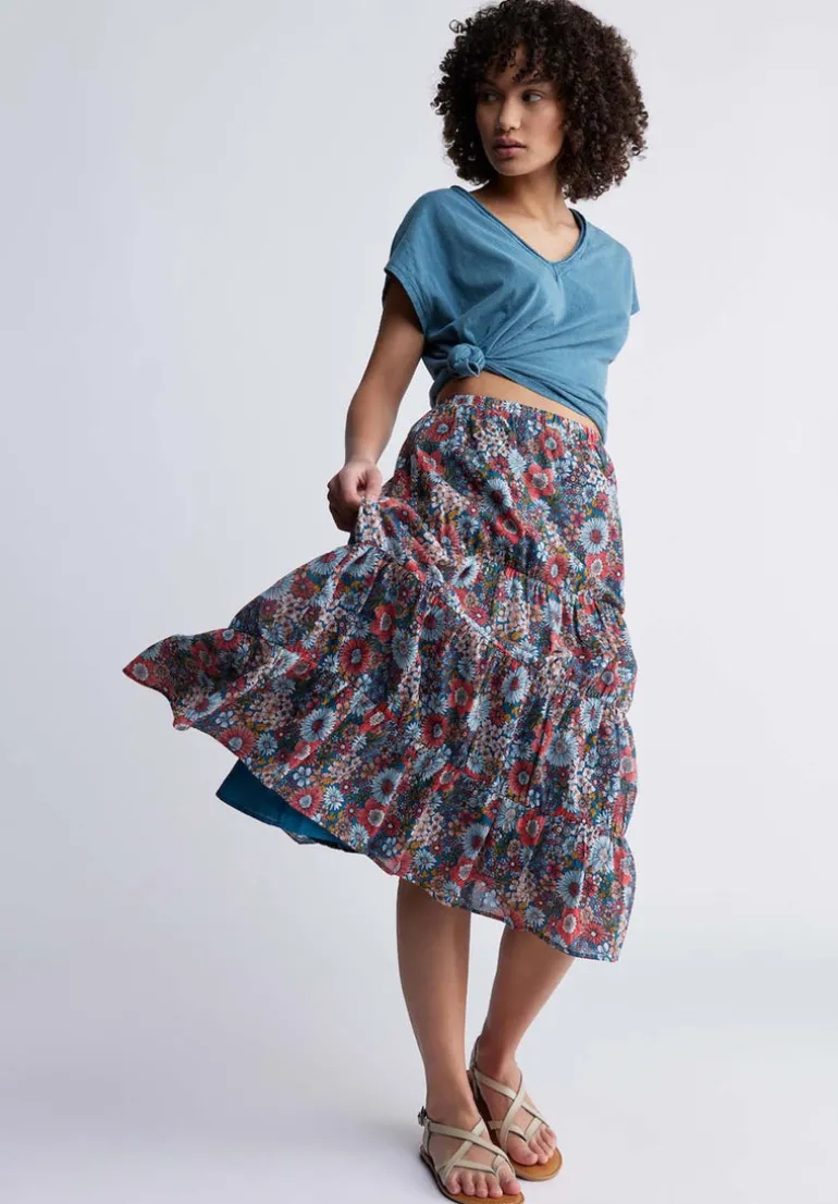 Aletta Women’s Floral Print Long Skirt, Spring Meadow - WS0006P