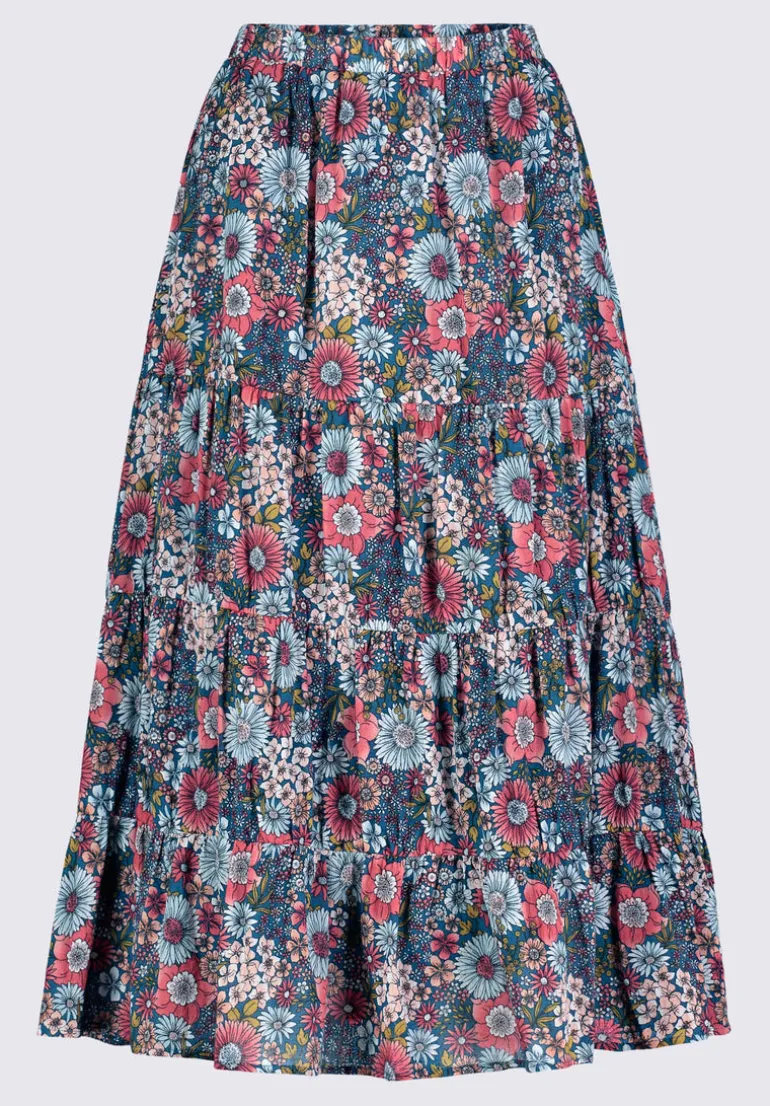 Aletta Women’s Floral Print Long Skirt, Spring Meadow - WS0006P
