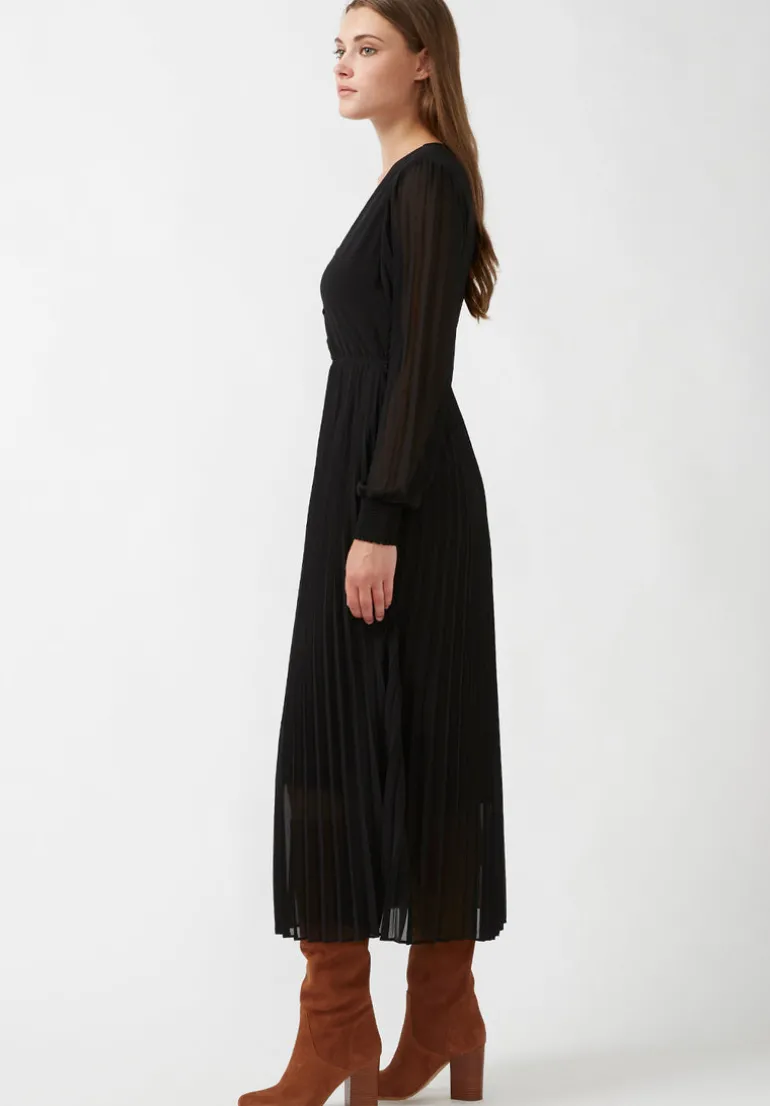 Amalfi Women's Long Sleeve V-neck Dress, Black - WD0018H