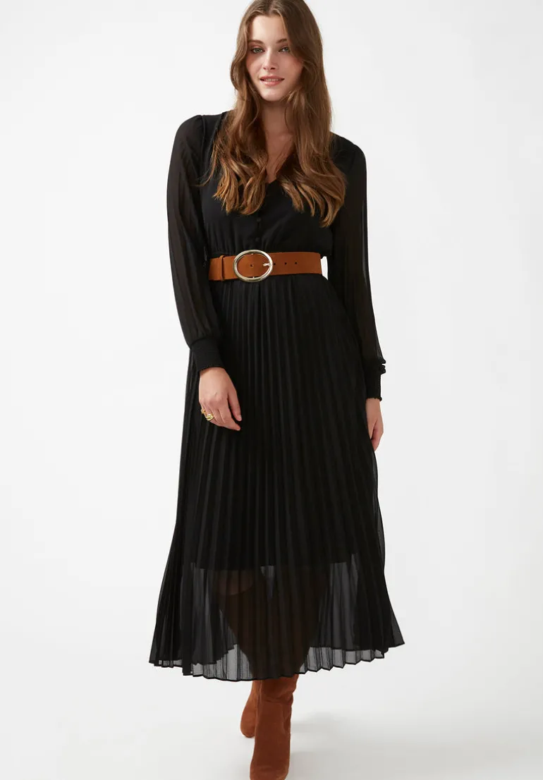 Amalfi Women's Long Sleeve V-neck Dress, Black - WD0018H
