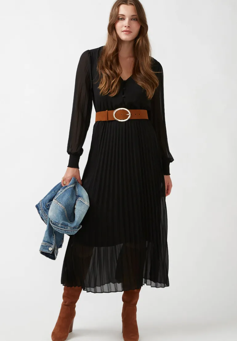 Amalfi Women's Long Sleeve V-neck Dress, Black - WD0018H