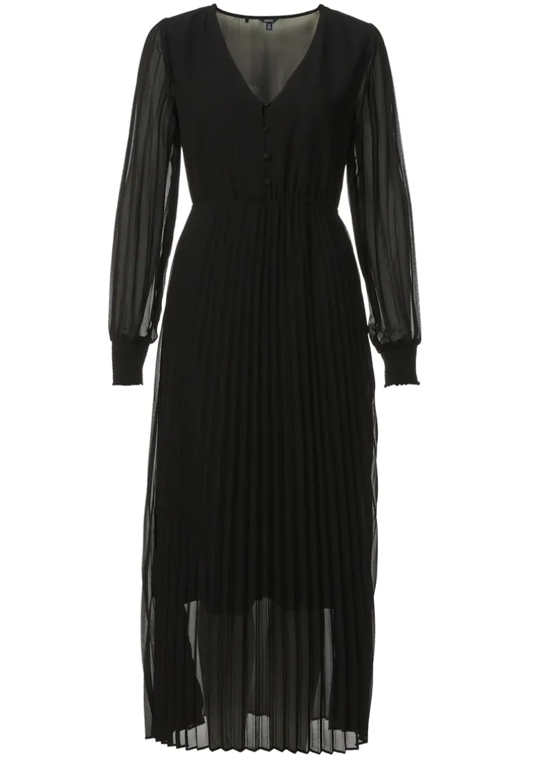 Amalfi Women's Long Sleeve V-neck Dress, Black - WD0018H