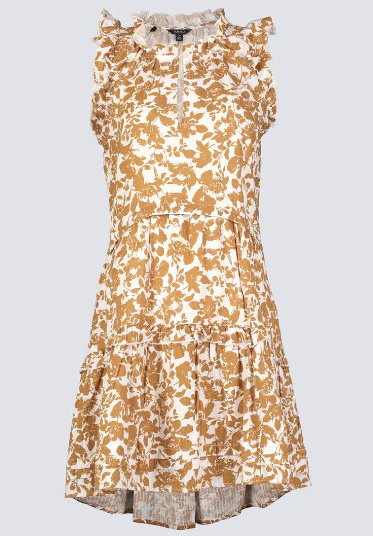 Ambra Women's Dress with Ruffles, Yellow Flowers - WD0046S