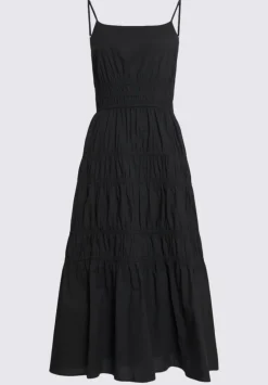 Balia Women's Long Ruched Tiered Dress, Black - WD0047S