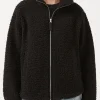 Caterina Women's Full Zip Sherpa Jacket, Black - JK0015F