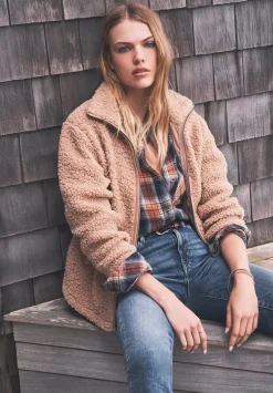 Caterina Women's Full Zip Sherpa Jacket, Vintage Caramel - JK0015F