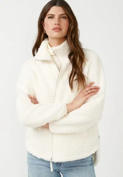 Caterina Women's Full Zip Sherpa Jacket, Marled Oatmeal - JK0015F
