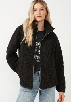Caterina Women's Full Zip Sherpa Jacket, Black - JK0015F