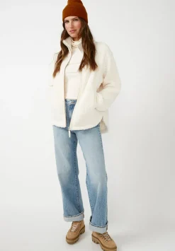 Caterina Women's Full Zip Sherpa Jacket, Marled Oatmeal - JK0015F