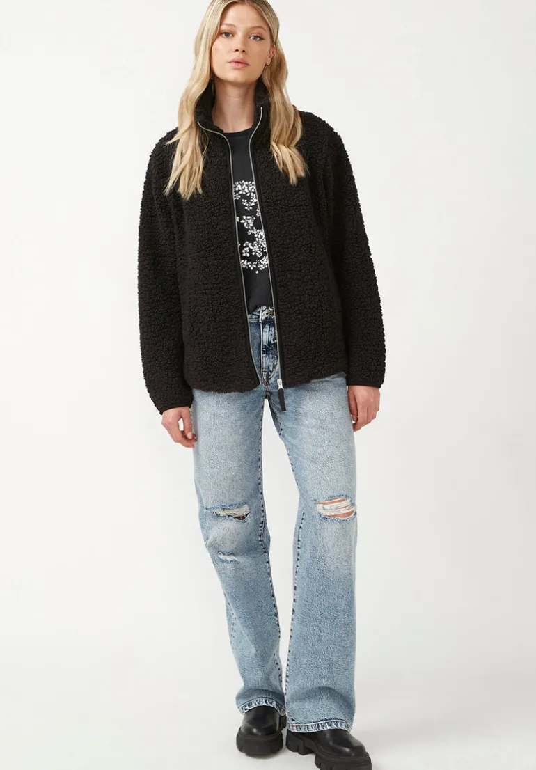 Caterina Women's Full Zip Sherpa Jacket, Black - JK0015F
