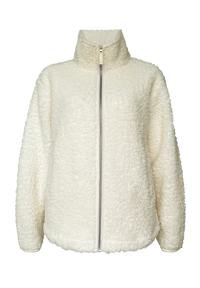 Caterina Women's Full Zip Sherpa Jacket, Marled Oatmeal - JK0015F