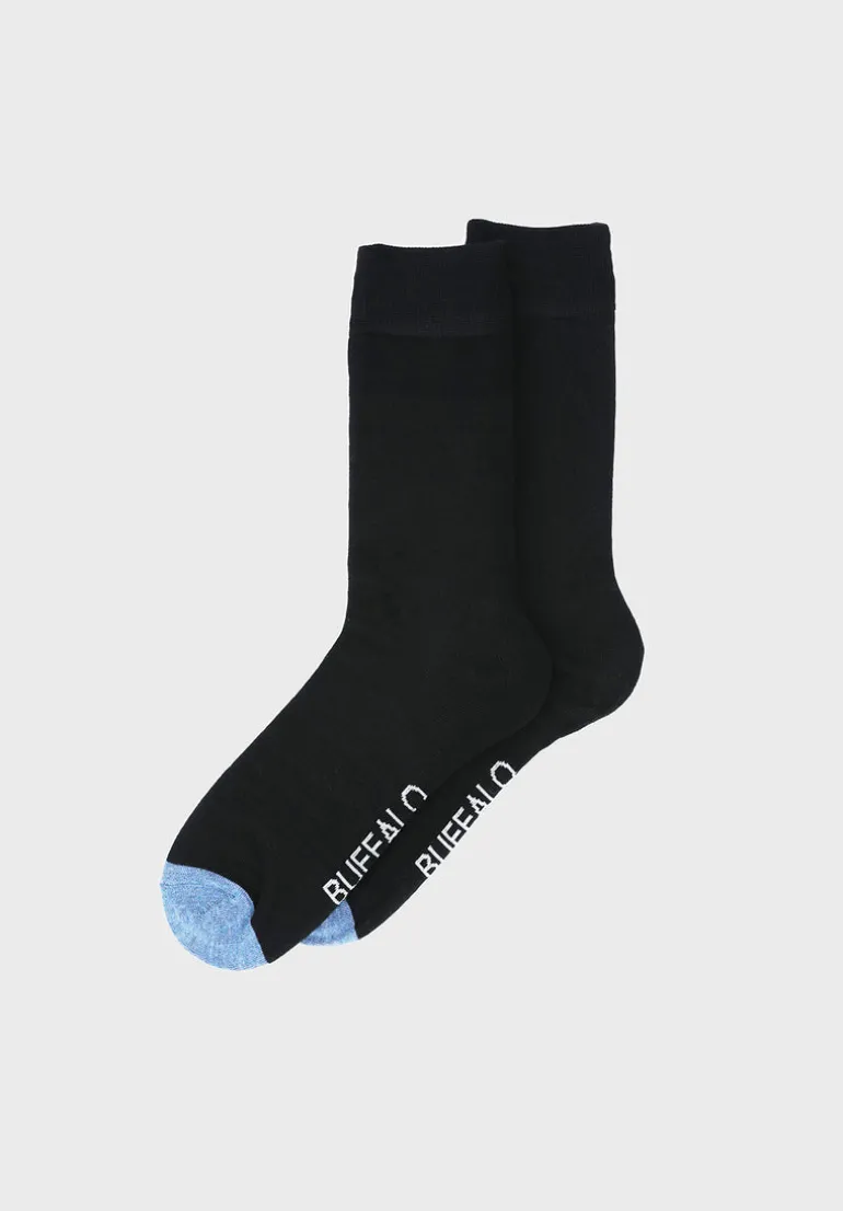 Classic Dress Socks With Heather Blue Contrast Toe - BUMC001