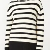 Drew Women's Striped Funnel Neck Sweater, Black & White - SW0020F