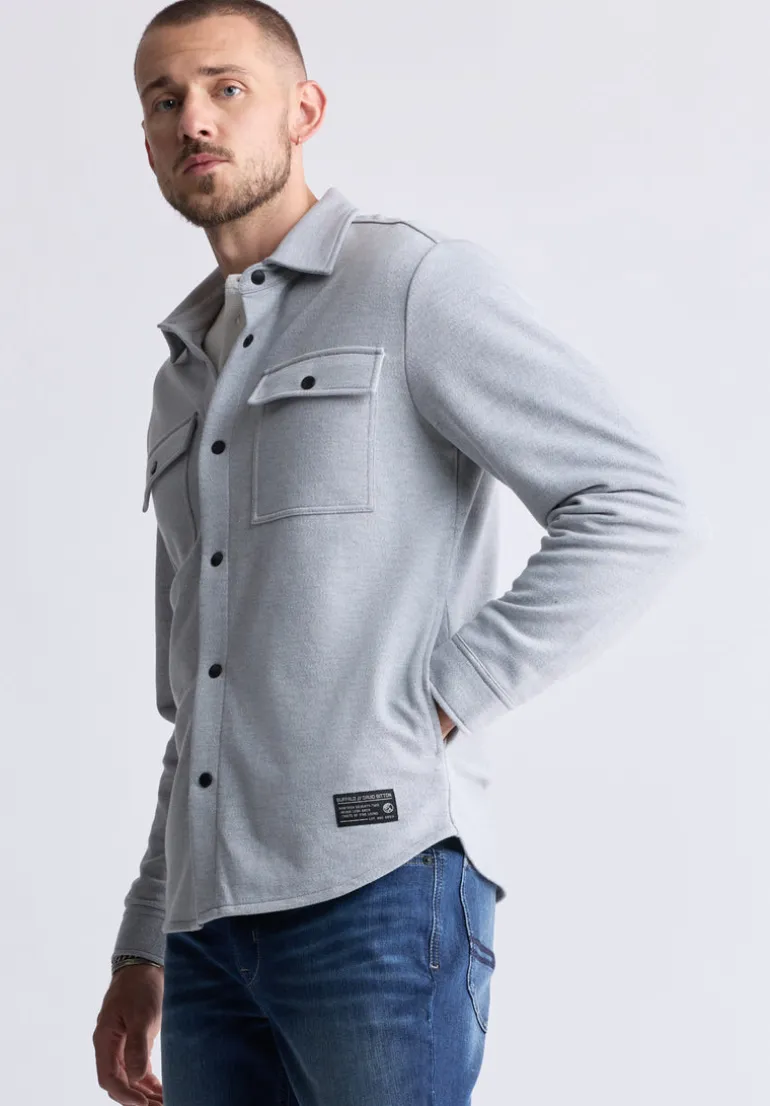 Fabion Men's Lightweight Button-Up Shacket, Light Heather Grey - BPM14114