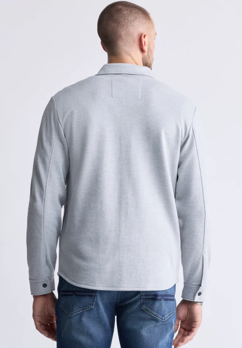 Fabion Men's Lightweight Button-Up Shacket, Light Heather Grey - BPM14114