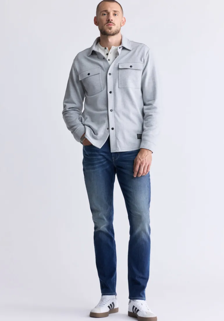 Fabion Men's Lightweight Button-Up Shacket, Light Heather Grey - BPM14114