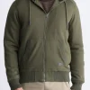 Fasox Men's Zip-Up Hooded Jacket with Sherpa Lining, Fern Green - BM24463