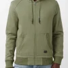Fasox Men's Zip-Up Hooded Jacket with Sherpa Lining, Army green - BM24161