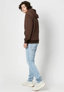 Fasox Men's Zip-Up Hooded Jacket with Sherpa Lining, Chocolate - BM23800