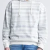 Fazel Men's Striped Hoodie, White with Light Blue - BM24456