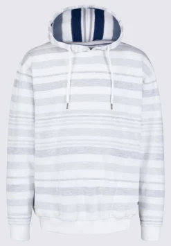 Fazel Men's Striped Hoodie, White with Light Blue - BM24456