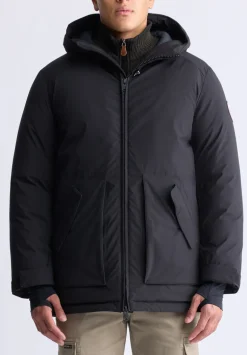 Gavin Men’s Mid-length Two-way Zip-up Classic Parka, Black - OBMFP001