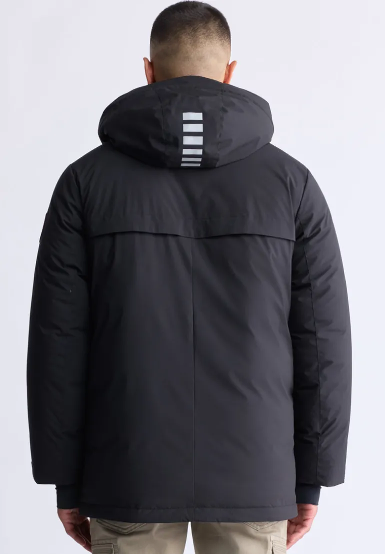 Gavin Men’s Mid-length Two-way Zip-up Classic Parka, Black - OBMFP001