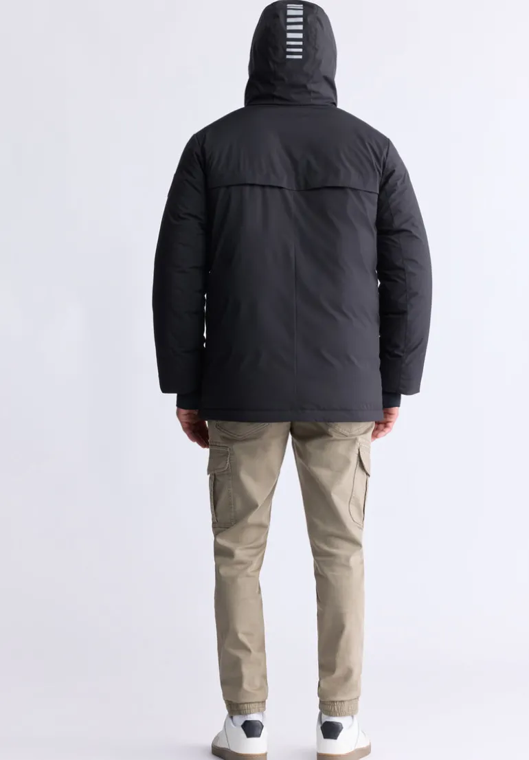 Gavin Men’s Mid-length Two-way Zip-up Classic Parka, Black - OBMFP001