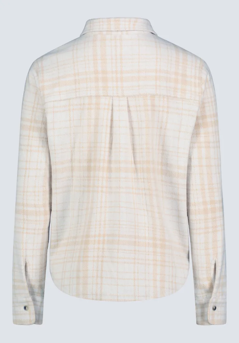 Georgie Women's Long-Sleeved Plaid Shirt, Biscotti Beige - KT0124F