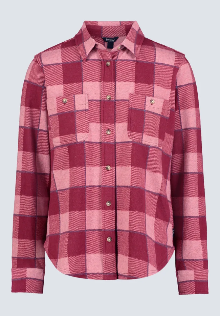 Georgie Women's Long-Sleeved Plaid Shirt, Beaujolais Red - KT0124F