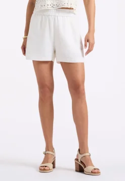 Giustina Women's Linen Blend High-Waisted Shorts, Off-White - WB0015P