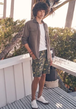 Hackman Men's Printed Cargo Shorts, Sphagnum - BM24265