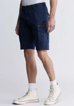 Hiero Men's Cargo Shorts, Midnight Blue - BM24270