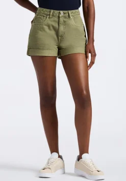 High Rise Relaxed Goldie Women's Shorts, Aloe Green - BL15963
