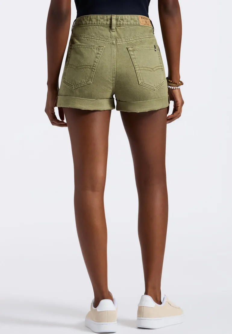 High Rise Relaxed Goldie Women's Shorts, Aloe Green - BL15963