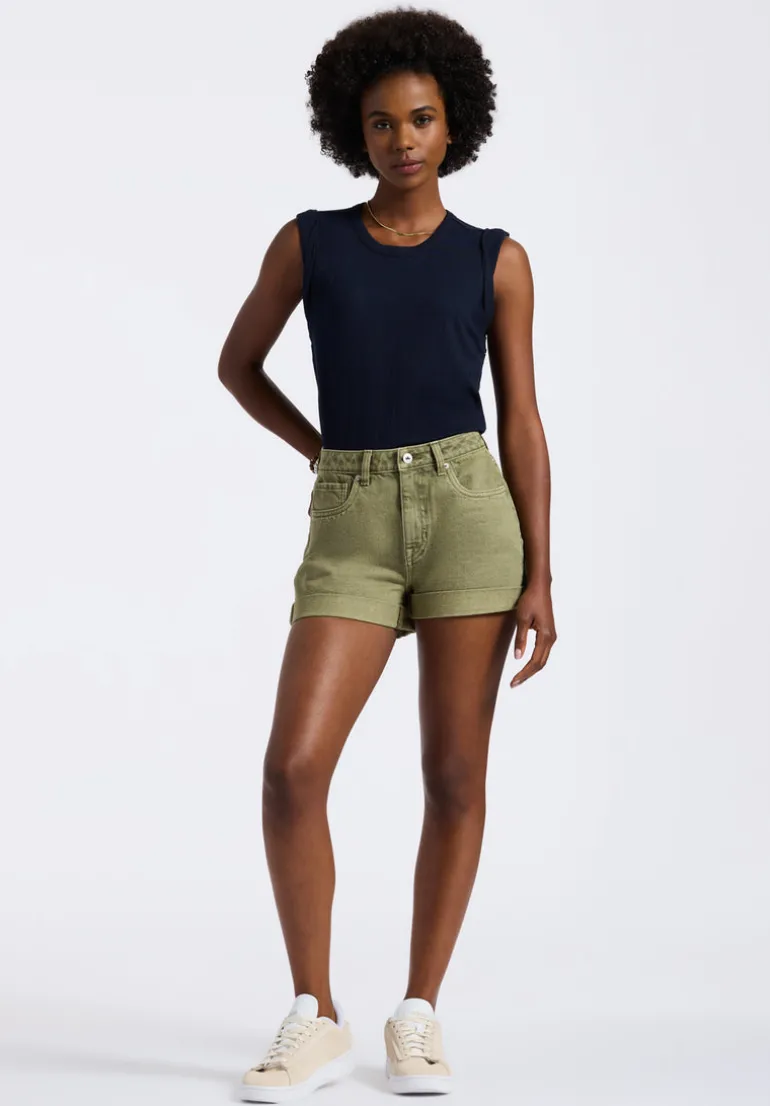 High Rise Relaxed Goldie Women's Shorts, Aloe Green - BL15963