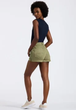 High Rise Relaxed Goldie Women's Shorts, Aloe Green - BL15963
