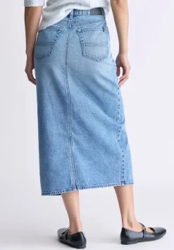 High Rise Samantha Women's Denim Skirt, Mid Blue Sanded - BL16008