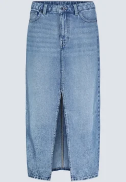High Rise Samantha Women's Denim Skirt, Mid Blue Sanded - BL16008
