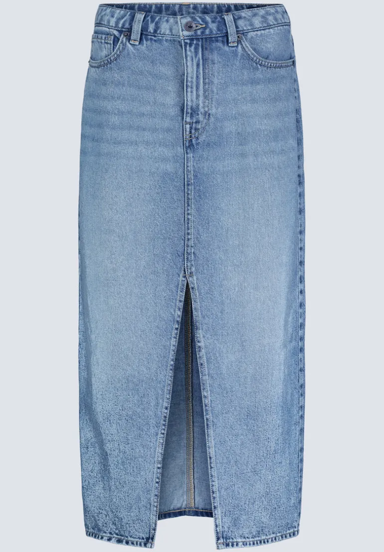 High Rise Samantha Women's Denim Skirt, Mid Blue Sanded - BL16008