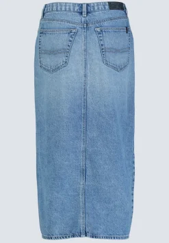 High Rise Samantha Women's Denim Skirt, Mid Blue Sanded - BL16008