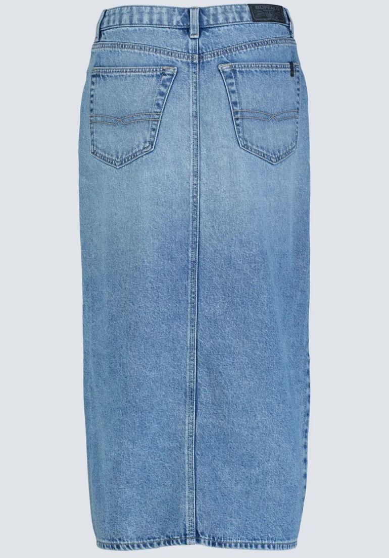High Rise Samantha Women's Denim Skirt, Mid Blue Sanded - BL16008
