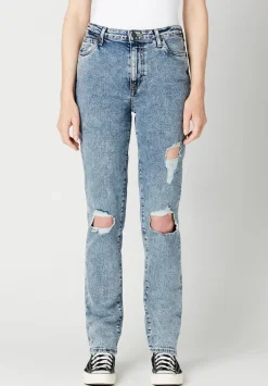 High Rise Straight Jayden Women's Jeans, Contrasted Indigo - BL15815